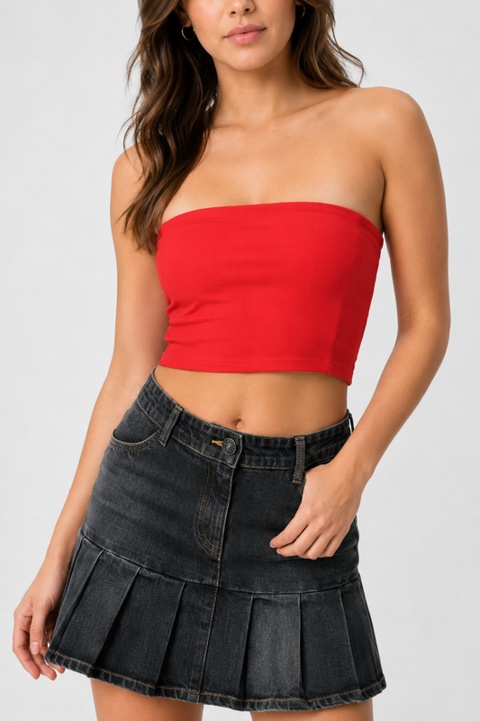RED CROP TUBE TOP