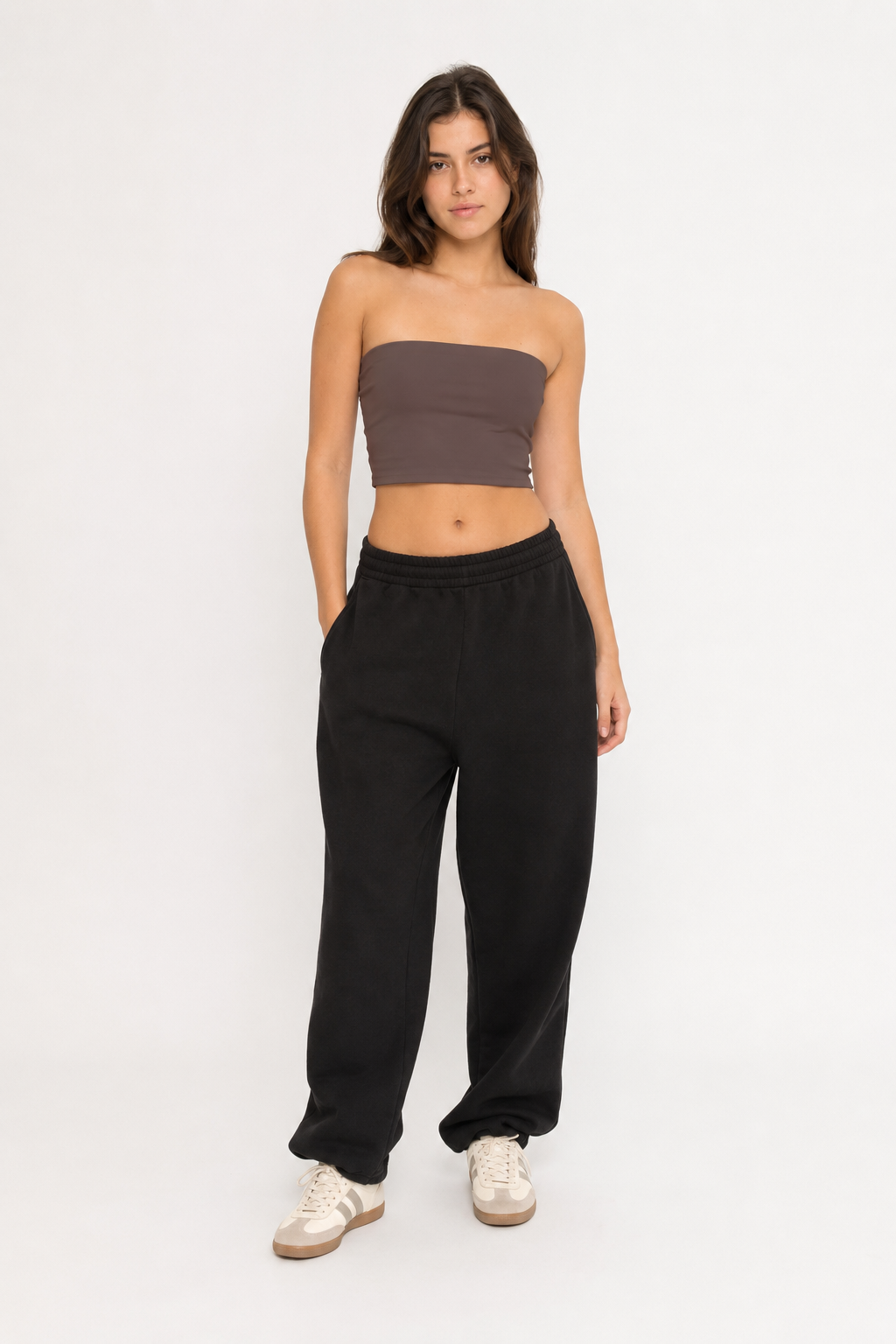 BROWN CROP TUBE TOP
