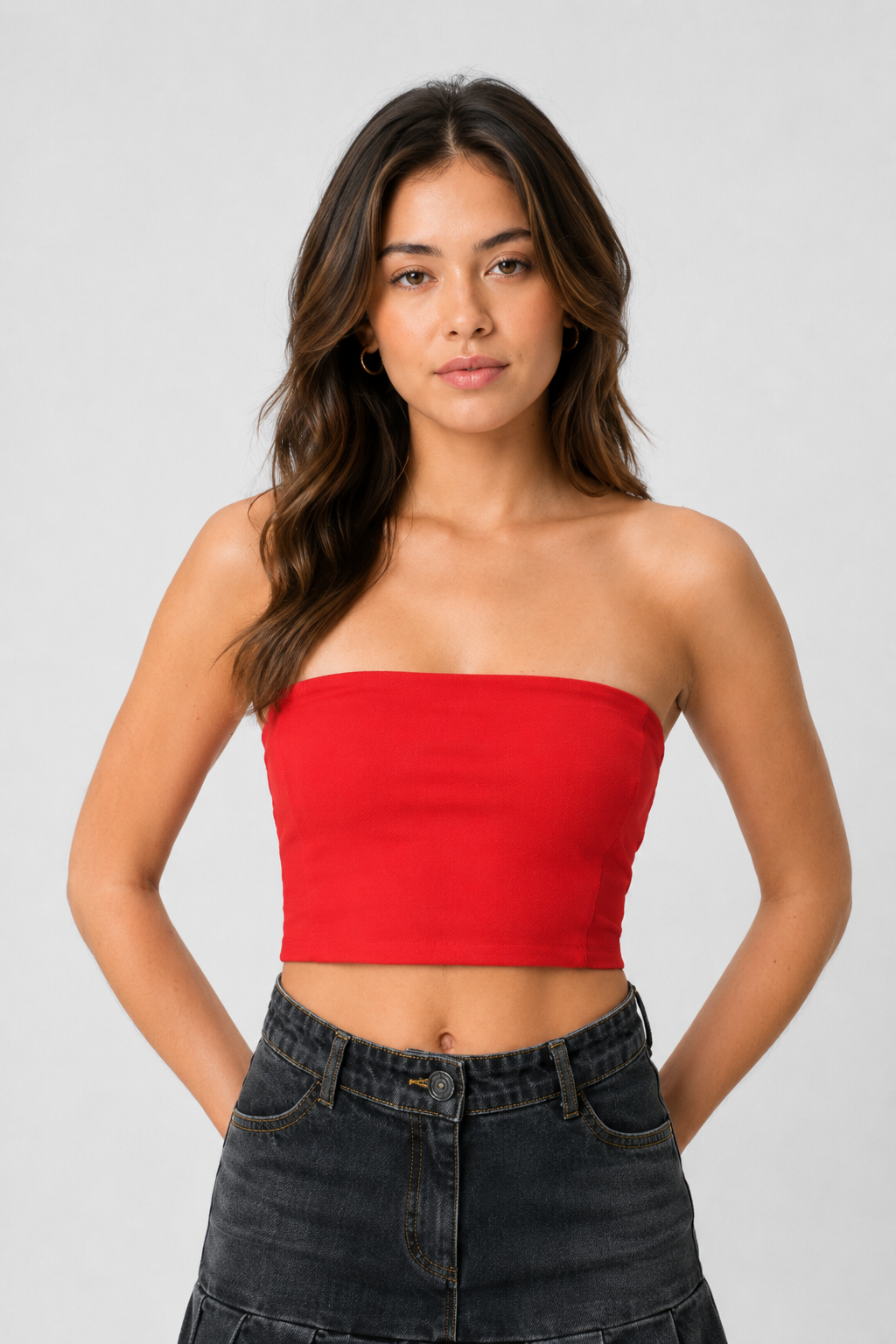 RED CROP TUBE TOP