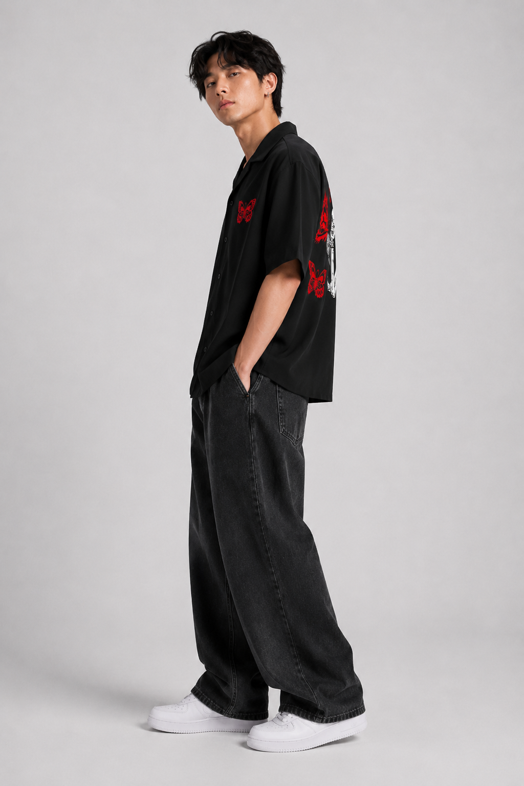 SKULL X BUTTERFLY UNISEX OVERSIZED SHIRT